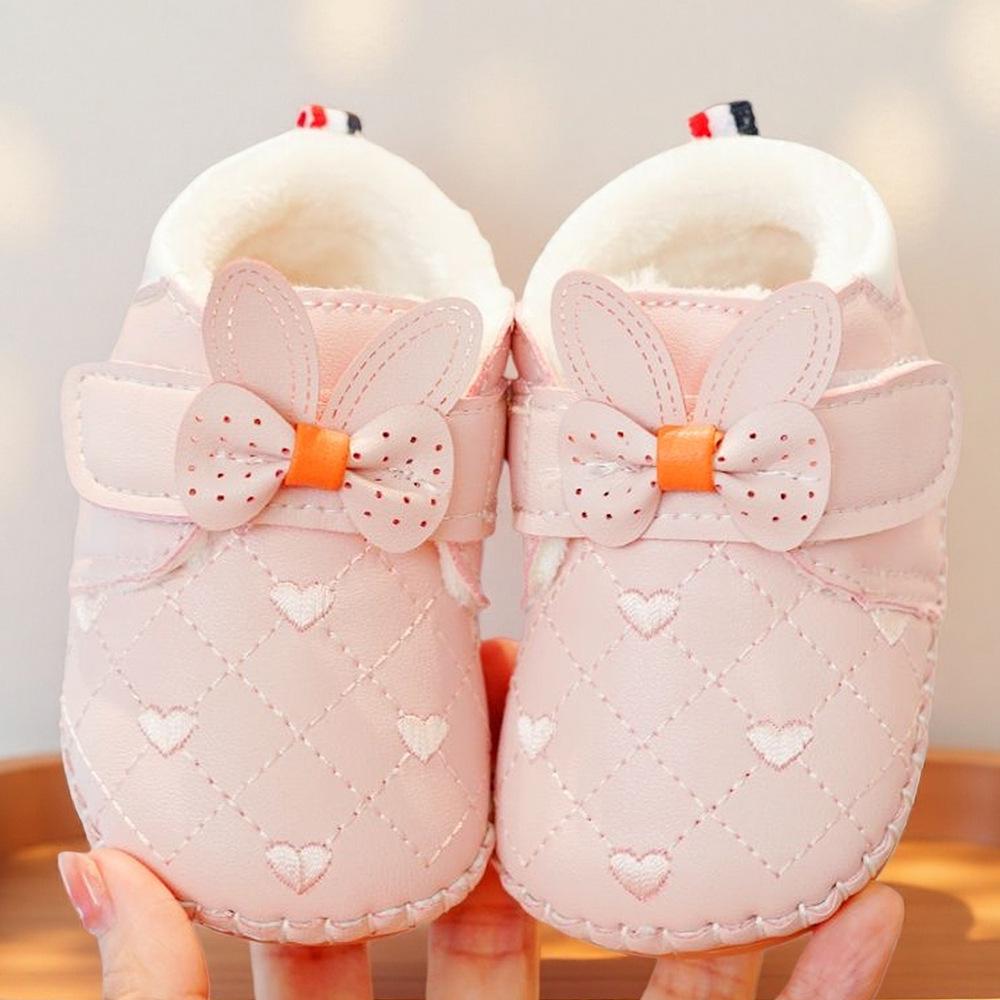 Warm Velvet Non-Slip Winter Baby Shoes for Girls, Soft Sole for Beginners (0-1 Year)
