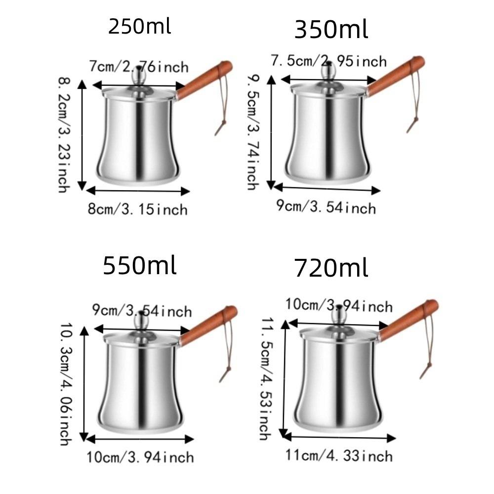 Stainless Steel Turkish Coffee Pot 250/350/550/720ml Milk Pitcher Butter Warmer  Brewing Tea