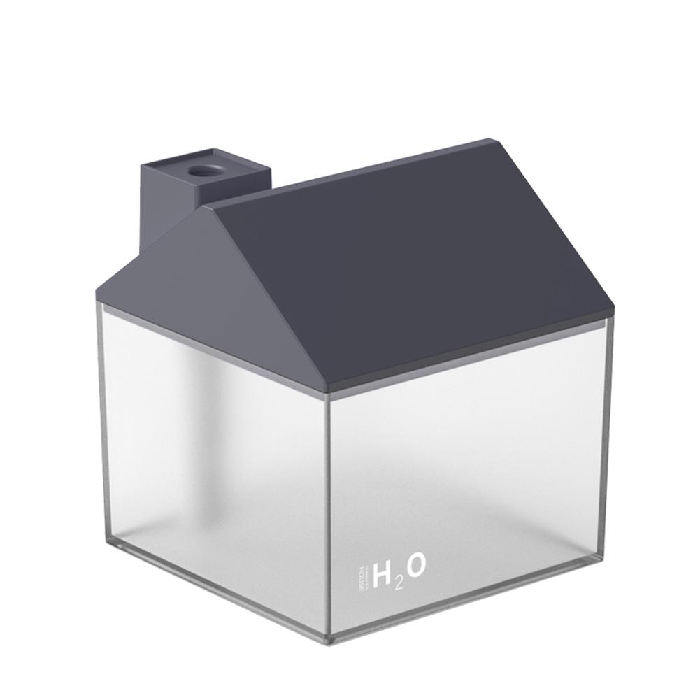 USB Charging Small House Shape Large Capacity Tabletop Air Humidifier for Office black