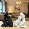 Durable 3D Printed Sculpture Girl with Dog Figurine Ornament Minimalist Squatting Pose Human Statue Sculpture Healing Pet & Decoration Gift