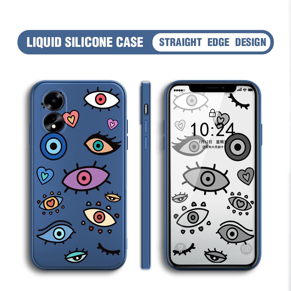For OPPO A60 A18 A38 A52 A53 A96 A76 A36 A78 A98 Realme C30 C31 C33 C35 C55 C65 C67 Creative Eyes Design Soft Full Lens Protect Phone Case