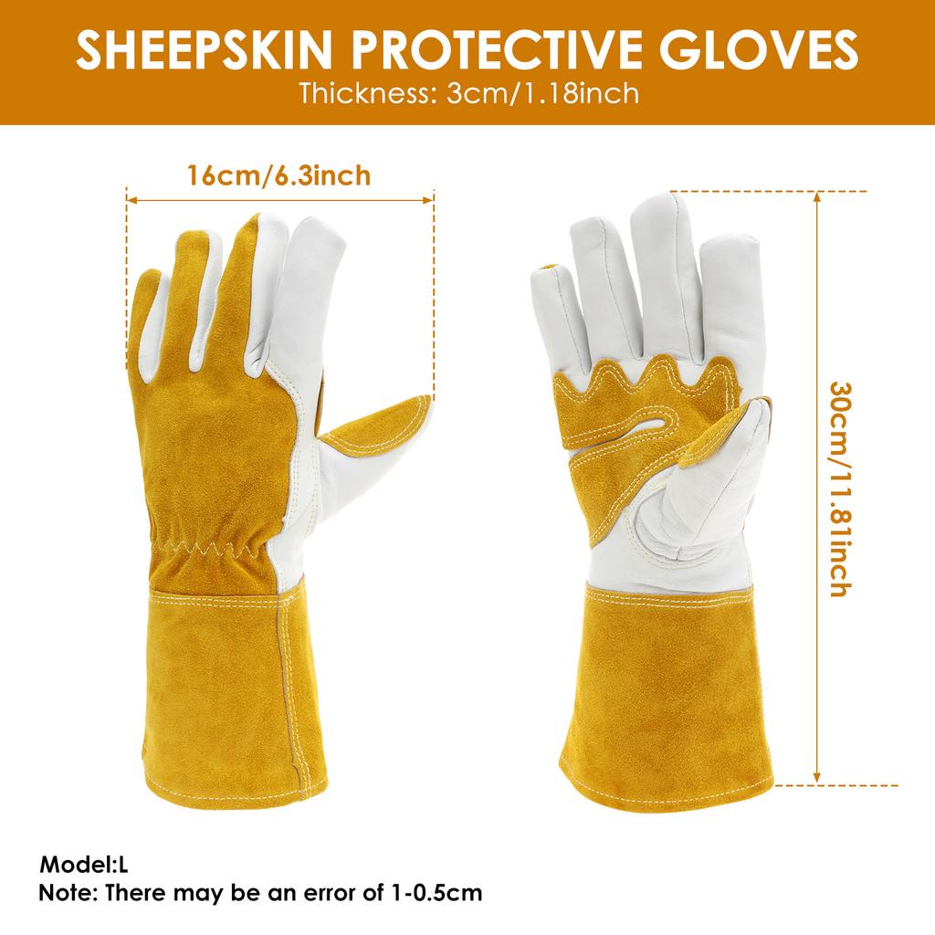 2 Pcs Welding Glove Goatskin Cutting Glove with Comfortable Lining Multifunctional New Heat Resistant Mitt for Welding Grinding
