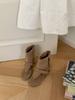 Vintage Suede Toe Roman Sandals Women'S Spring And Summer Spice Girls Cigarette Pipe Boots Herringbone Belt Buckle Flat Boots