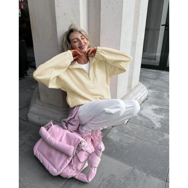 Autumn Winter New Women Casual Outerwear Top French Minimalist Loose Fit Fashion Sports Sweatshirt Solid Color