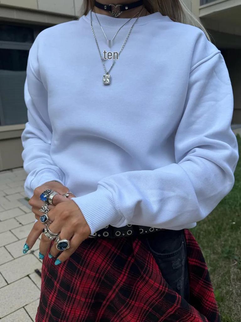 Women's Warm Versatile Thickened Pullover Hoodie - Autumn/Winter Fashion, Loose Fit, Solid Color, Round Neck, Commuting Style