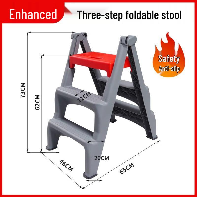 Multifunctional Two-Step Plastic Ladder Stool for Household Use