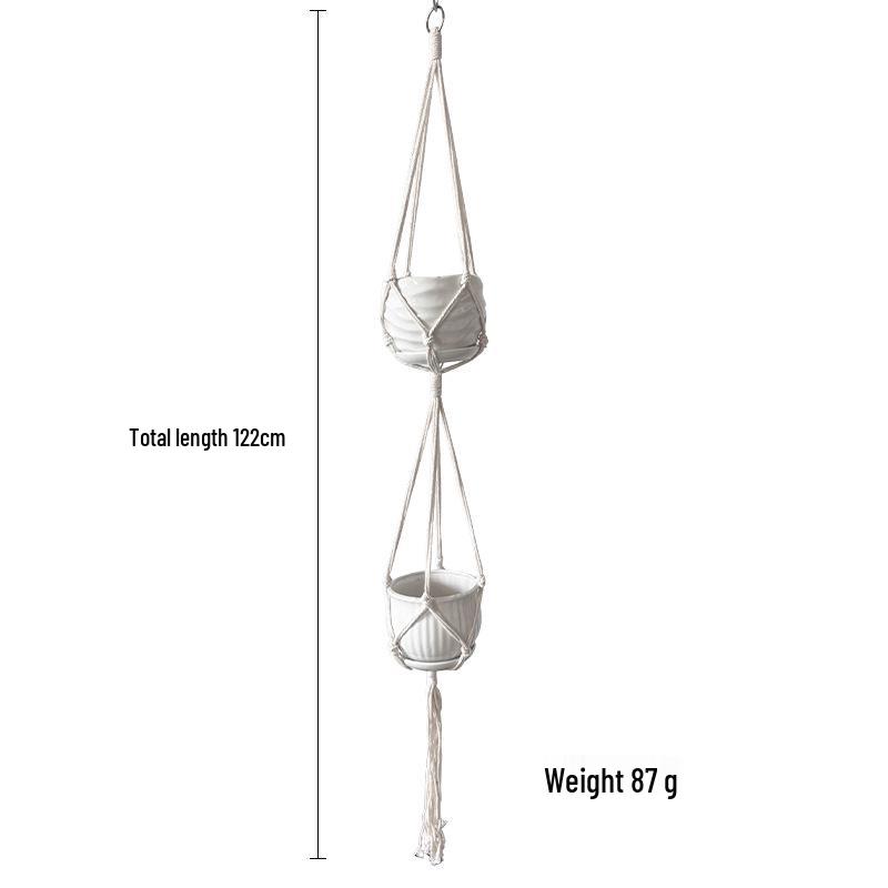 Creative Woven Hanging Flower Pot Basket with Net Bag Decoration