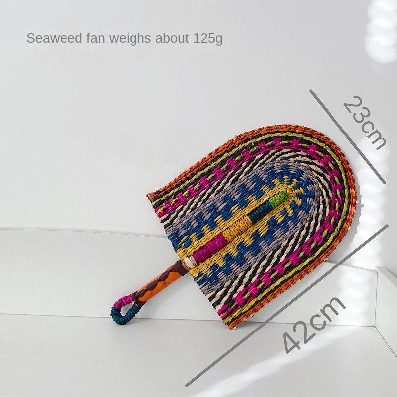 Algas marinhas vietnamitas, grama trançada, leque de parede, elementos africanos, decoração de parede, dia, verão, aperto de mão