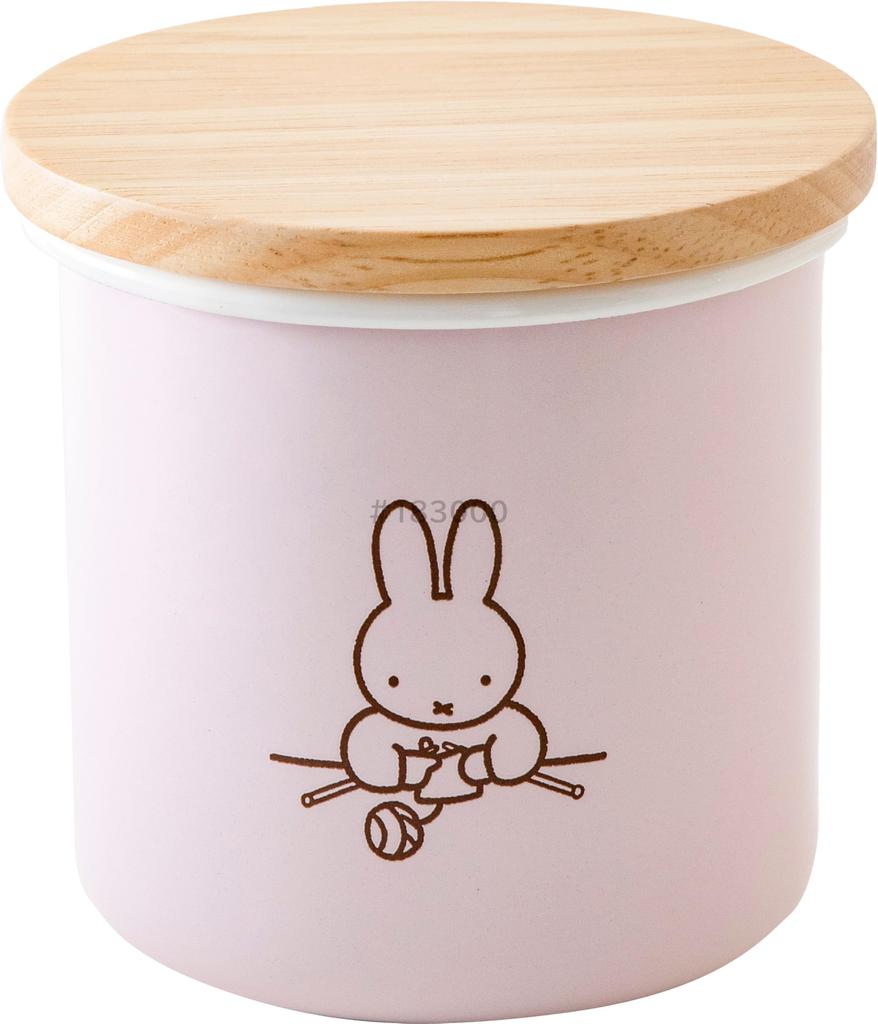 Fuji Enamel Miffy Pastel Storage Container Canister Wooden Lid with Gasket 9cm Pink Gift Miffy Enamel