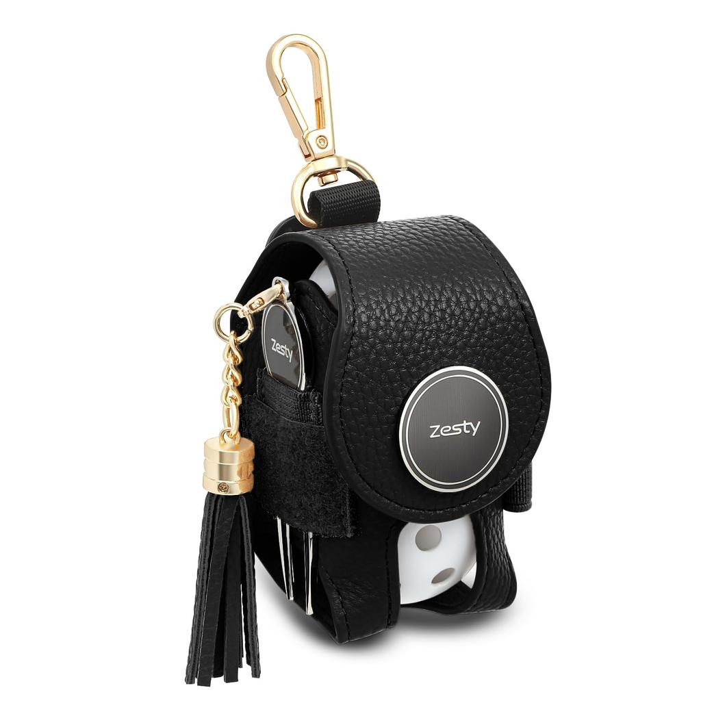 Zesty Golf Ball Case 2W Ladies Golf Ball Pouch Ball Holder Green Fork Marker (Regular Type, Black)