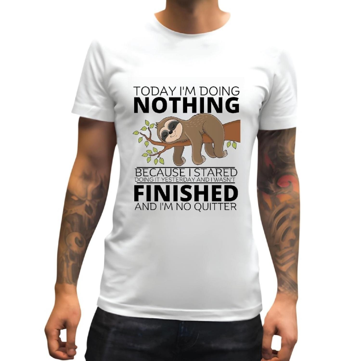 Novelty Gift for Laziness Lovers Funny Slogan Men Women White Gray Multicolor T shirt S