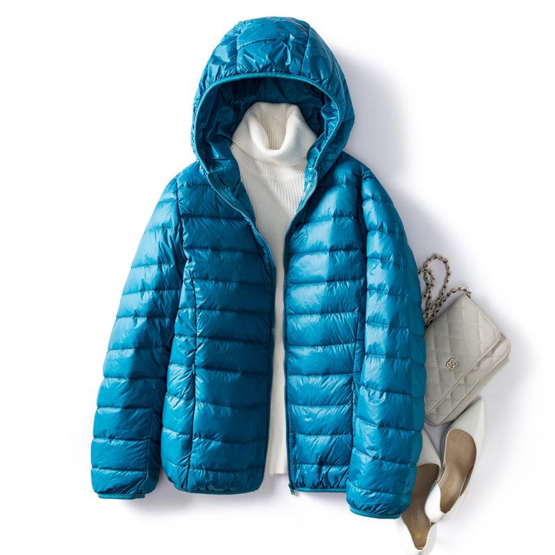 2026 Autumn/Winter Women's Plus Size Korean Slim Fit Lightweight Down Hooded Jacket