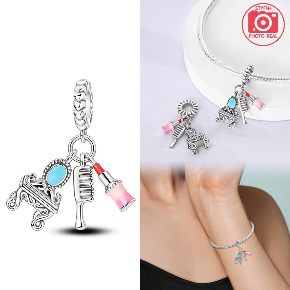 Dresser Lipstick Comb Pendant Copper Colors Charm Beads Fit Original Charms Bracelet Beads For Women Jewelry Making Gifts