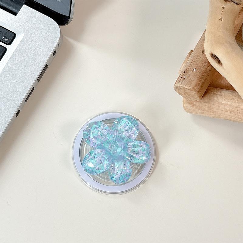 Color Sequins, Three-Dimensional Flowers, Mobile Phone Airbag Holder, Magnetic Telescopic Ring, Suitable For Magsafe Desktop Watching Dramas