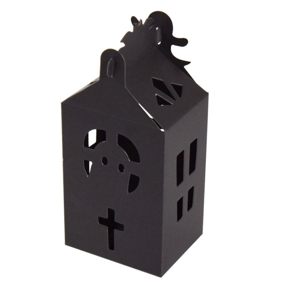 10pcs Pumpkin Halloween Candy Gift Box Ghost House Hollow Window Candy Packaging Box Black Cat Cartoon Cookie Box Bakery