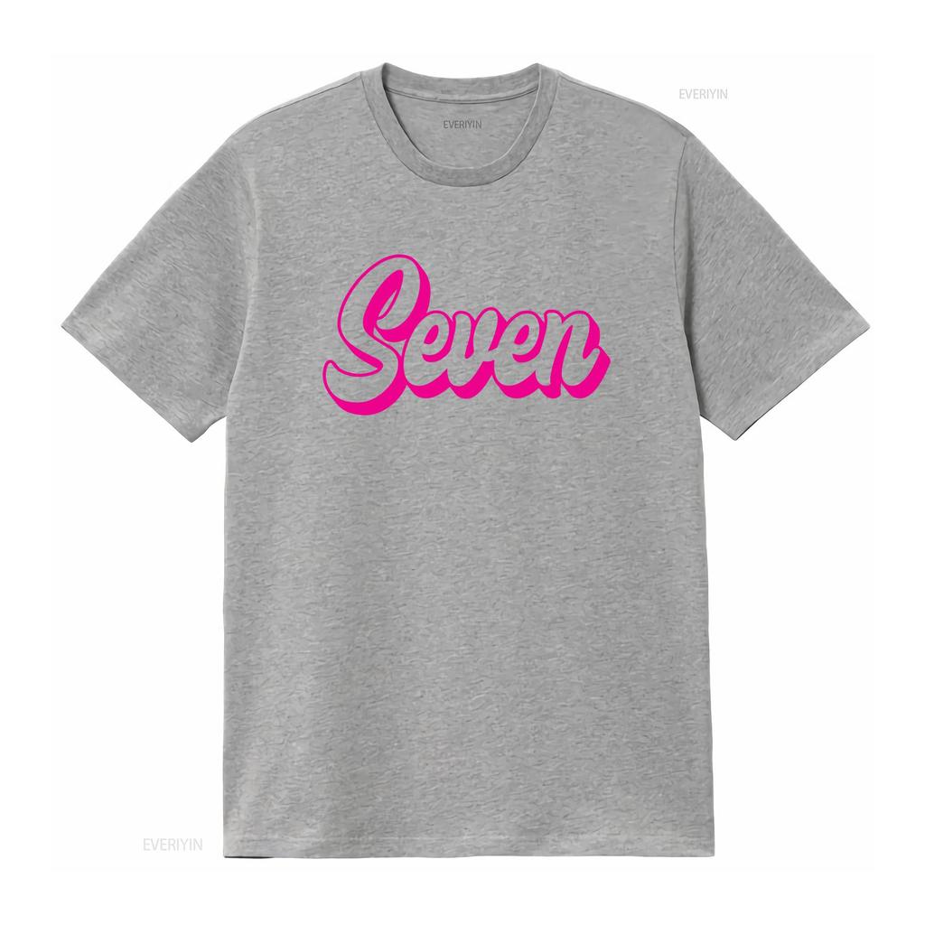 7th Birthday T Shirt Retro Girl Seven Party Kids Cute Groovy vintage Washed designer clothes Stretched streetwear Breathable