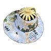 Floral Printed Fan Sun Hats Foldable Bamboo Sunscreen Cap Women Sunhat Folding Fan Hat  for Travel