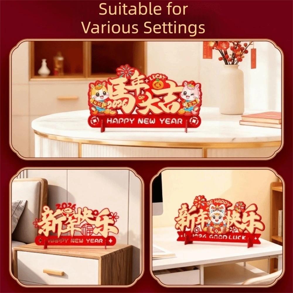 Cartoon Horse Year Ornament Traditional Blessing Felt Fortune Ornaments Chinese Style Zodiac Horse Fu Character Decoration