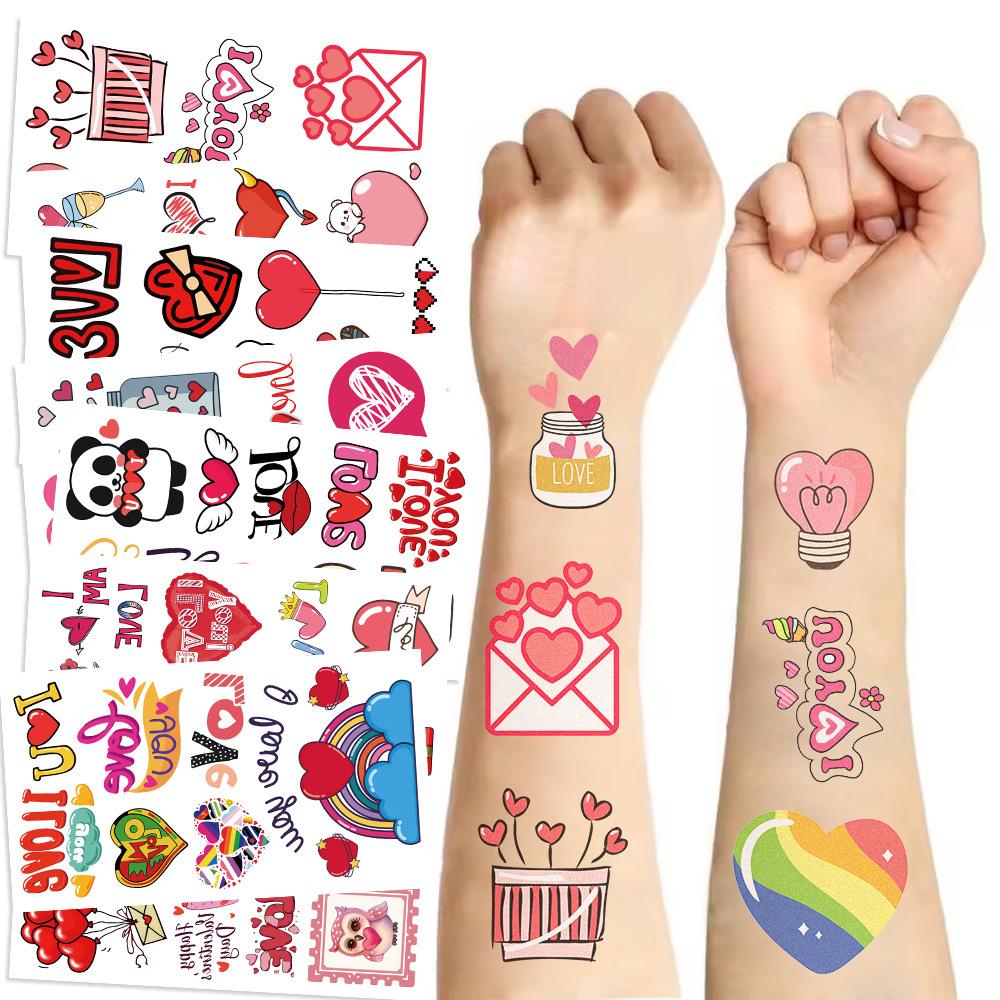 New Cartoon Valentine's Day Love Series Tattoo Stickers Waterproof Party Gift Fun Face Hand Stickers