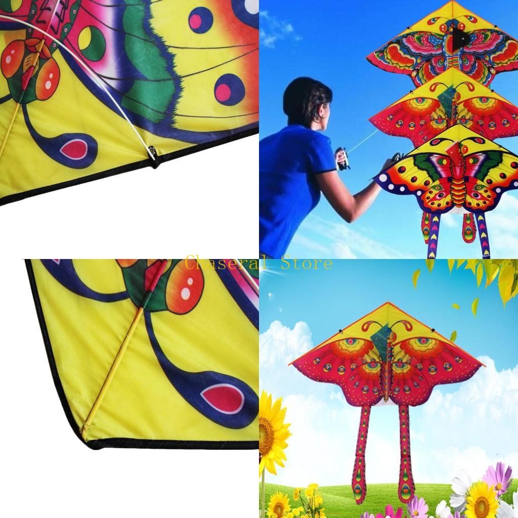 E7Ce 0.9X0.5M Spring For Butterfly Kite Easy Flyer Toy Excl String Interactive Outdoor Beach Backyard For Play Set For Family