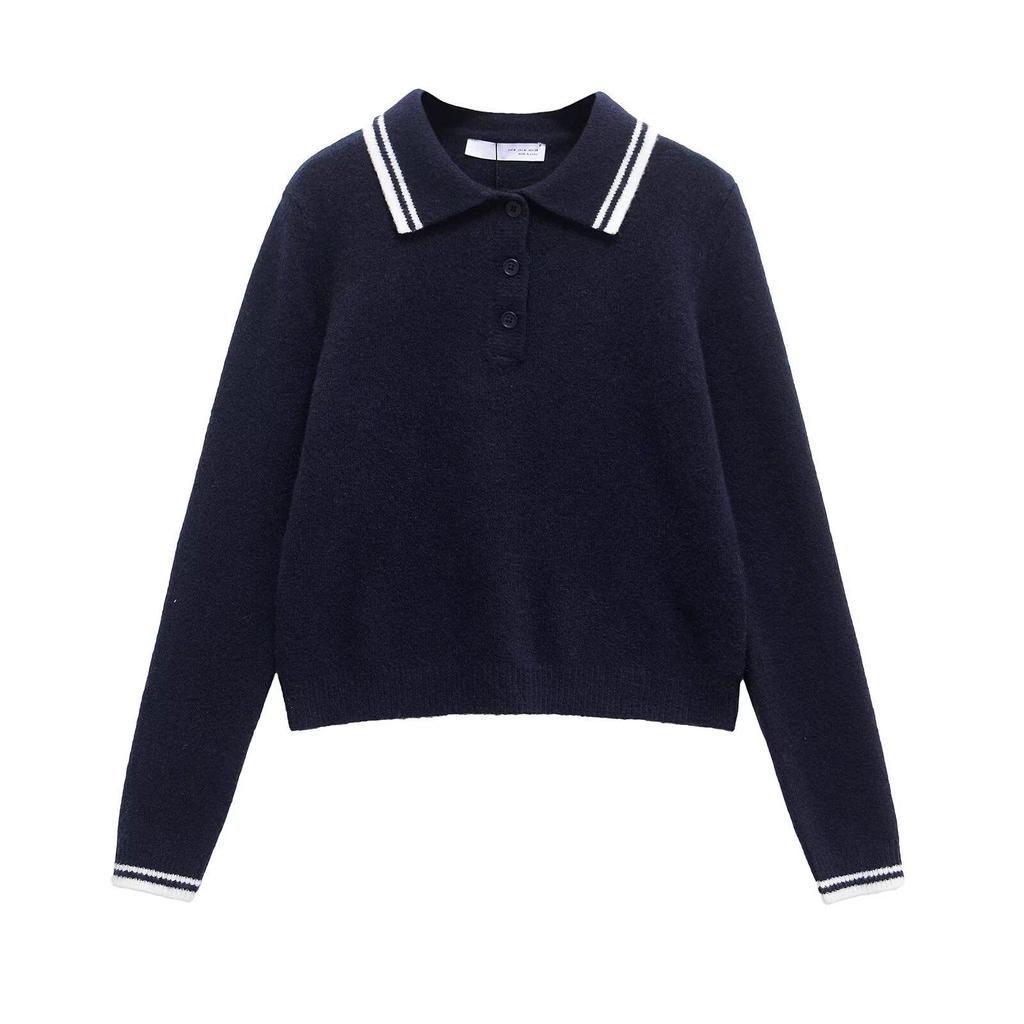 2024 Autumn/Winter Women's Fashion: European & American Style Polo Collar Knitted Sweater