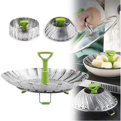 9/11 Inch Stainless Steel Folding Steamer Anti-scalding Lotus Steaming Tray Vegetable Steamer Fruit Food Basket Cooking Cookware