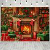 Christmas Fireplace Scene Decoration Background Winter Photography Backdrop Decorations For Photo Studio Photo Booth Christams Party