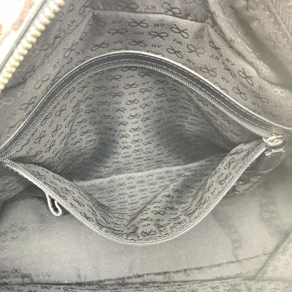 ANYA HINDMARCH Carker Unborn Calf Leopard Print Handbag Boston Bag Leather Grey Brand Tassel A4 Capacity Women's Logo Plate