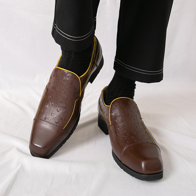 Fashion Classic Brand British Style Brown Mens Flat Shoes Office Mens Business Shoes Daily Commuting Mens Leather Casual Shoes