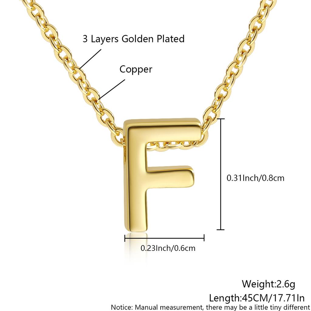 26 Large Capital English Letter Necklace Polished Smooth Hole-Punched Pendant Fine Chain Women's Item