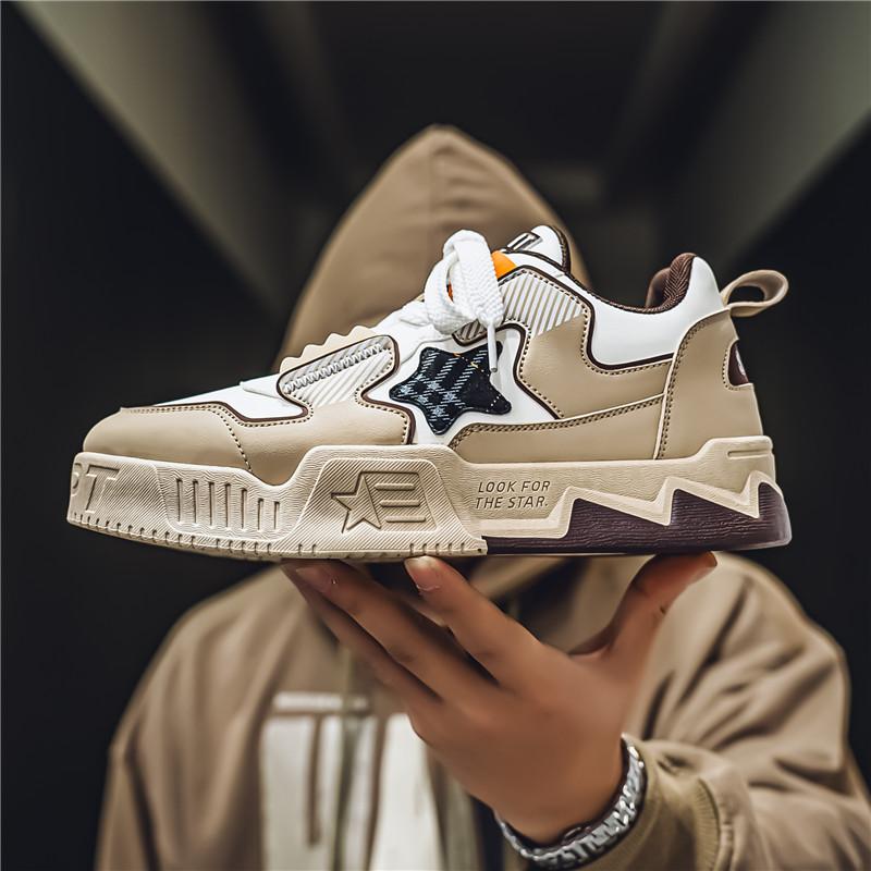 

Чоловіче модне повсякденне низьке взуття для скейтбордингу Хлопчики Зручні кросівки Студенти У тренді М’яка підошва Класичне дихаюче спортивне взуття Не ковзає 44 хакі