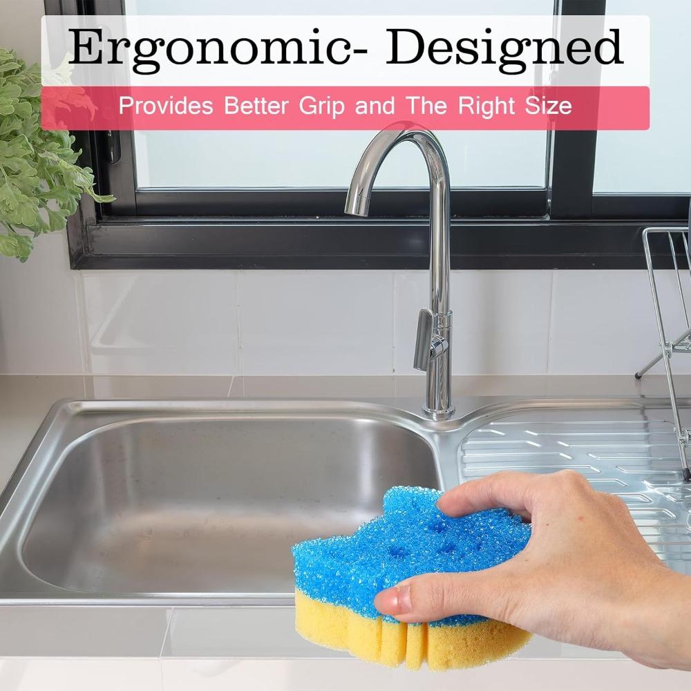 6pcs Dual Sided Scrub Sponge Multi Functional Cute Temperature Sensitive Non Scratch Dish Sponge for Washing Dishes Kitchen Bathroom