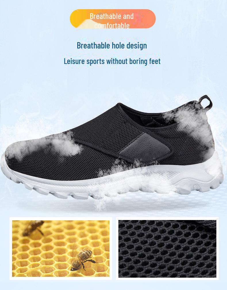 Große Sportschuhe mit Klettverschluss für breite oder geschwollene Füße – Laufschuhe mit weicher Sohle für Senioren, Männer und Frauen, Frühling/Sommer.