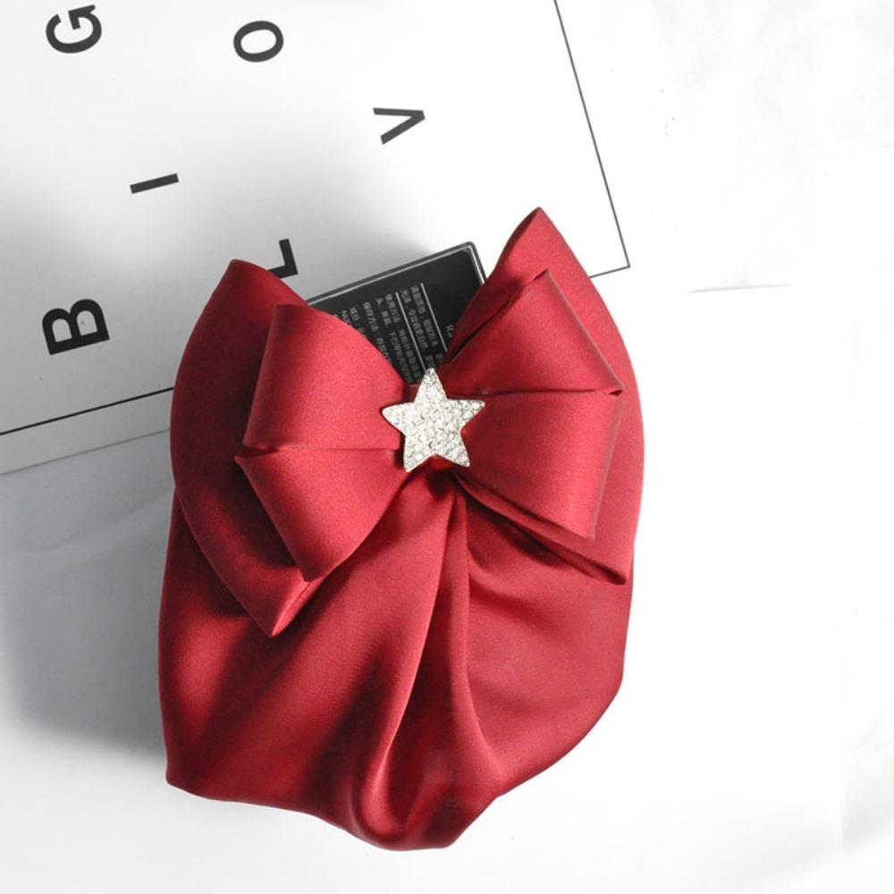 Korean Style Bow Snood Sweet Women Spring Clip Elegant Ruffled Edges Hair Net  For Girls