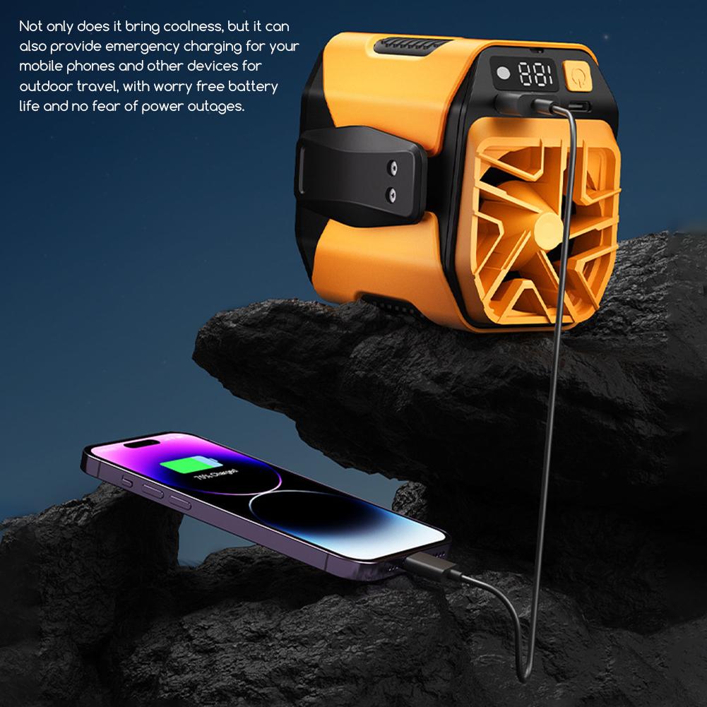 Cool Clip Fan Under Shirt Personal-Cooling Belt Fan Rechargeable 6000mah Outdoor Camping Waist Fan with Power Bank LED Light