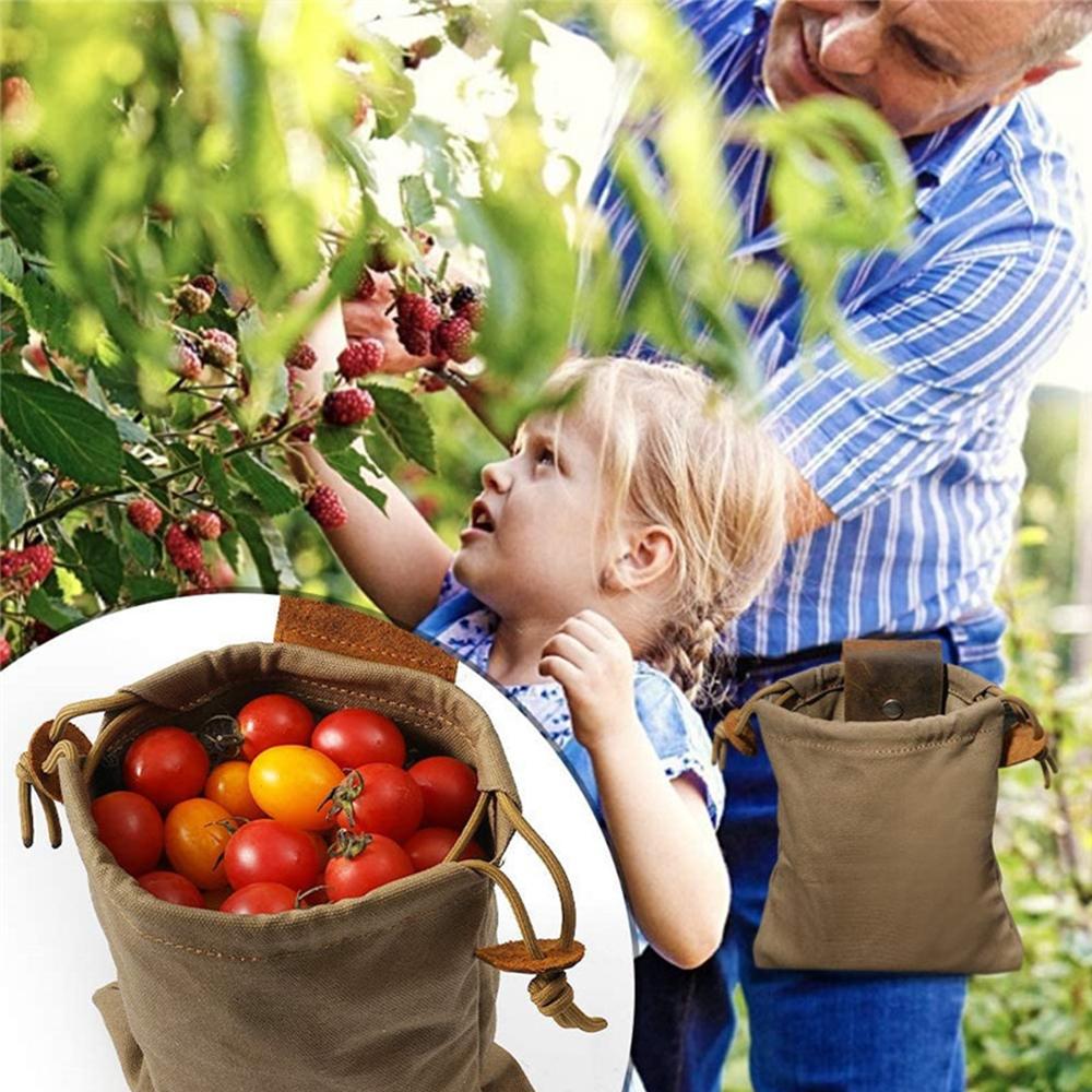Leather Canvas Collapsible Foraging Bag For Storing Tools And Equipment