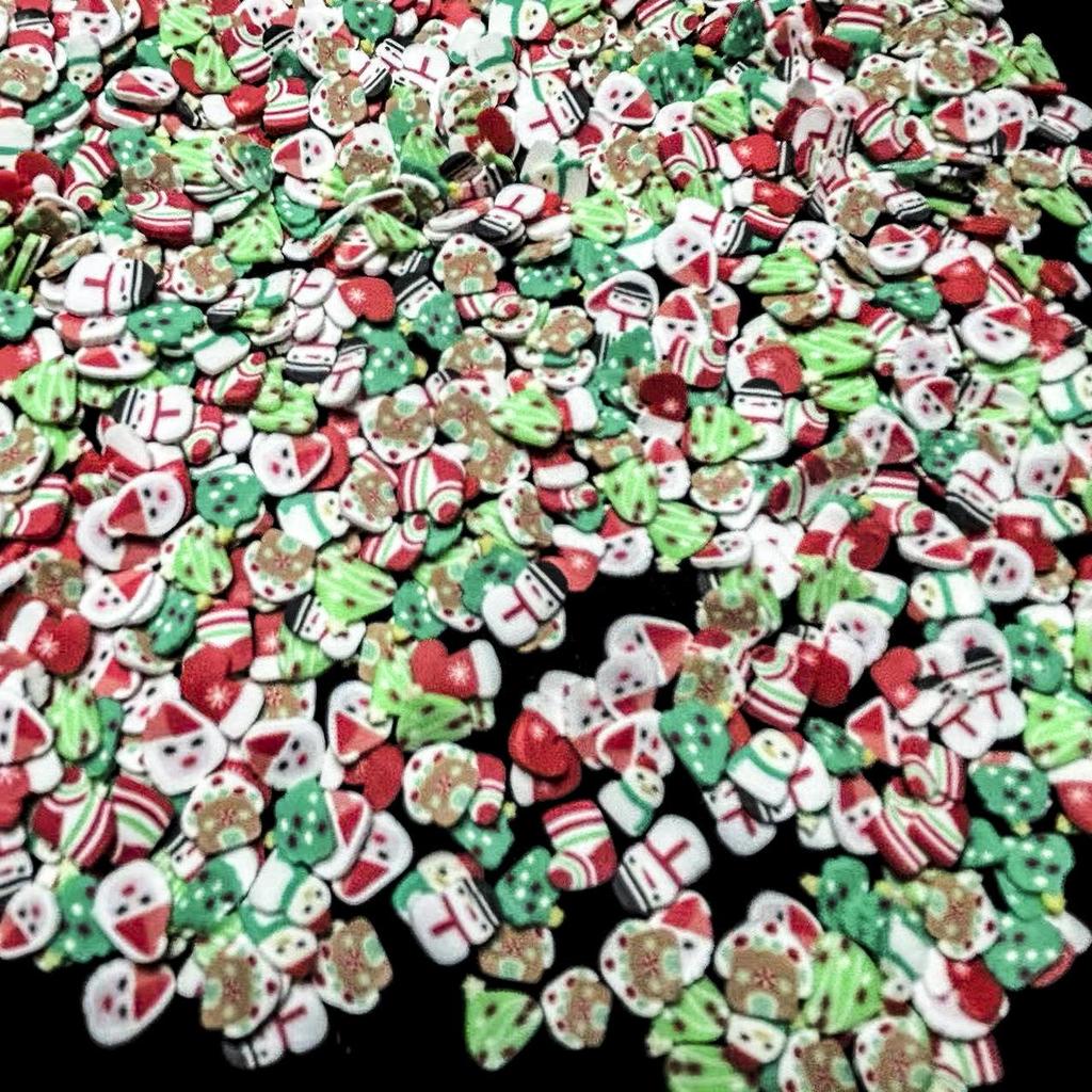 Christmas Polymer Clay Fruit Slices for DIY Nail Art and Crafts.