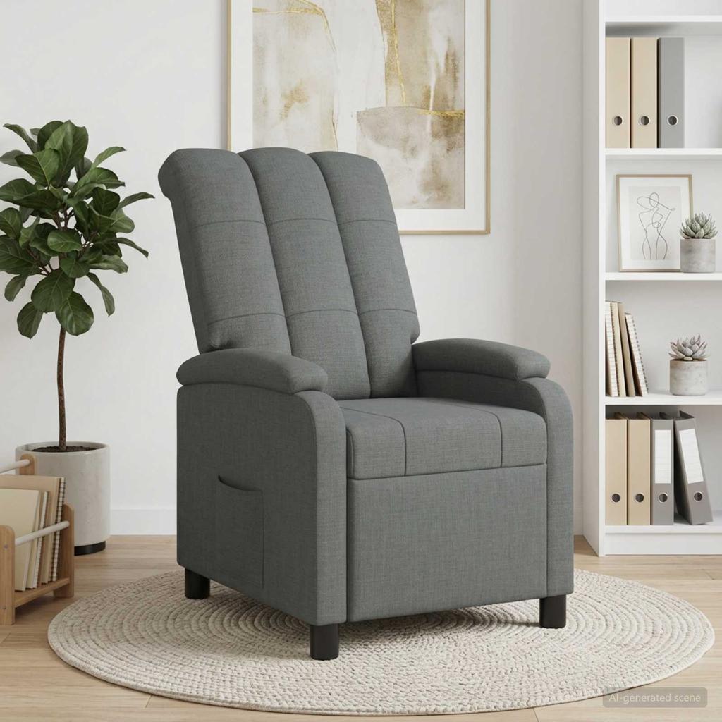 Recliner Chair Dark Grey Fabric