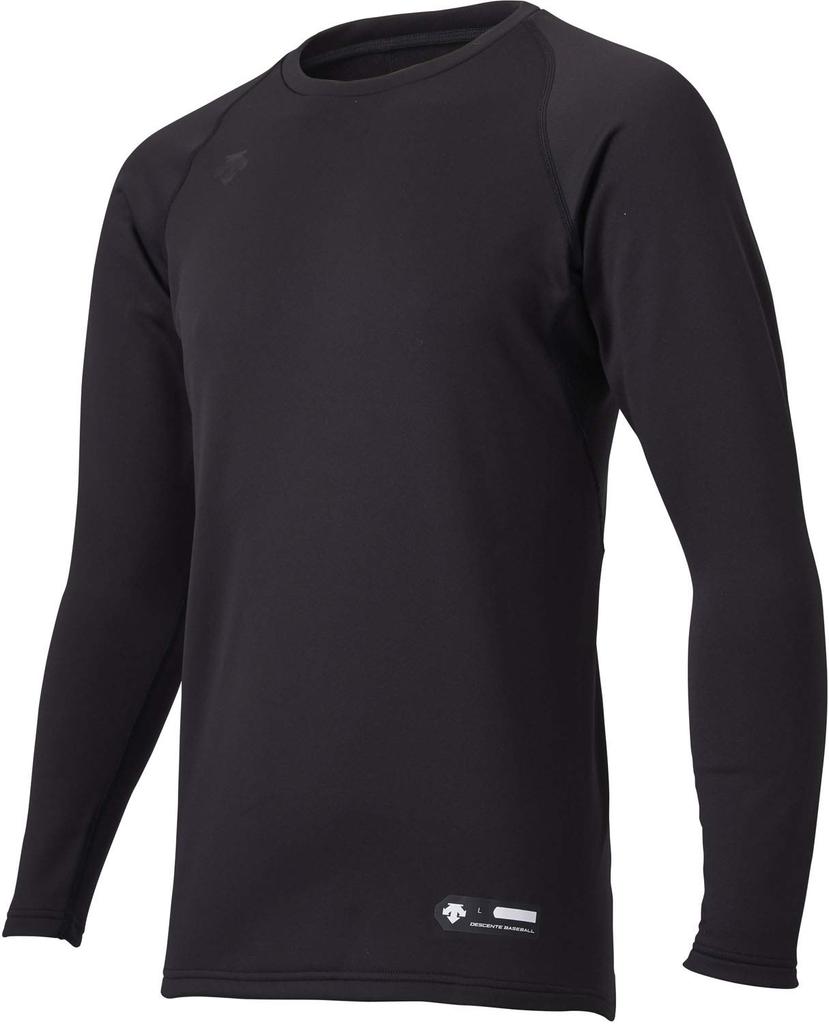 DESCENT Baseball Crew Neck Long Sleeve Fleece Size S Undershirt, Lining, Stretch, Black, (STD-657)