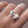 Bow French Cream White Ring Sweet Versatile Delicate Thousand Gold Wind Niche Open Index Finger Ring