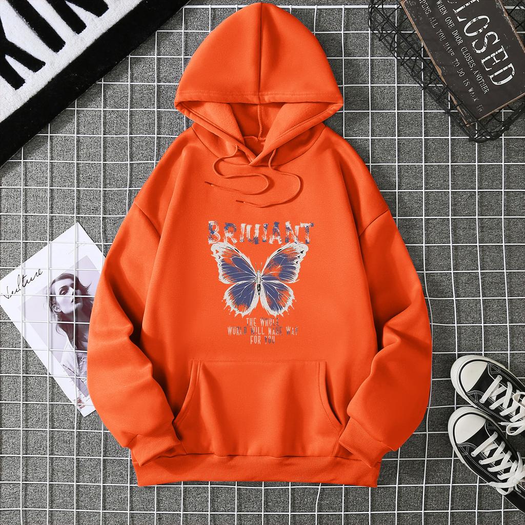 2025 Real Shot Autumn and Winter Velvet Hooded Sweater Women's Loose Butterfly Top Women's Coat