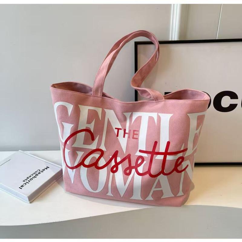 

Versatile commuter tutoring bag Large capacity letter tote bag Women s new Thai niche canvas bag розовый