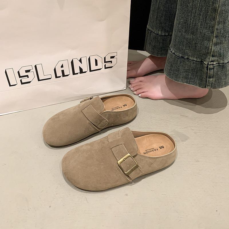 Thick-soled half-slippers, women's new autumn baotou slippers, the inner height increases by one pedal