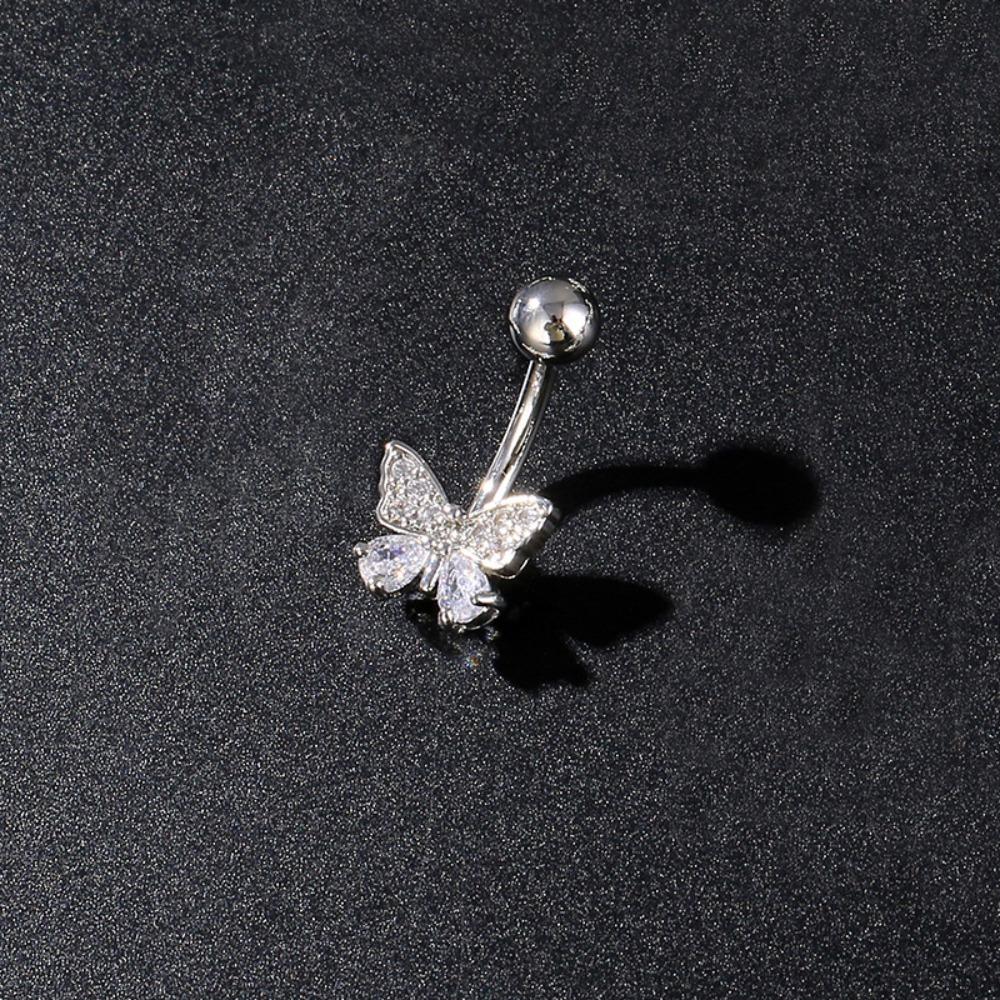 Butterfly Flower Belly Button Ring Mini Body Jewelry Sexy Belly Piercing Ring  Women Girls
