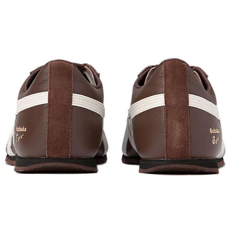 ONITSUKA TIGER Men's FB Trainer Dark Brown White Leather Lace-Up Sneakers 1183B768-201
