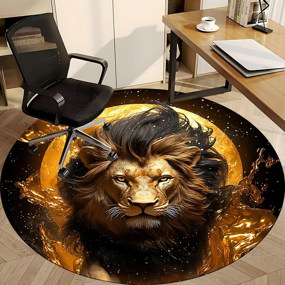 1pc Lion Moon Office Round Area Rug, Indoor Mat Suitable ForOffice, Under Office Chairs Bedroom Living Room Home Decor, Room Deco,  N71