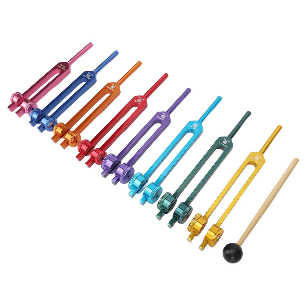 Tuning Forks Set Promote Relaxation Aluminum Alloy Resonant Tuning Virbration Forks with Hammer