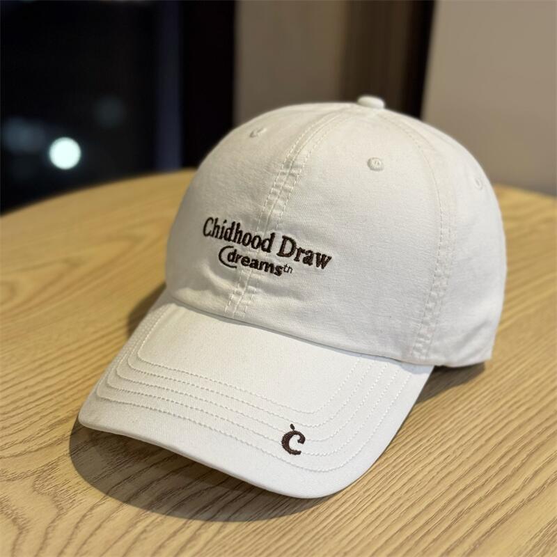 Spring and Summer New Retro Letters Solid Color Embroidered Soft Top Baseball Cap Trend Wide Brim Big Face Show Face Small Cap