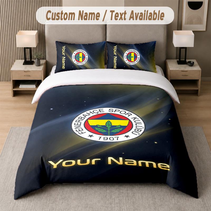 Fenerbahçe FC Tasarımlı Nevresim Takımı Özel Yazı 1 Nevresim Kılıfı & 2 Yastık Kılıfı