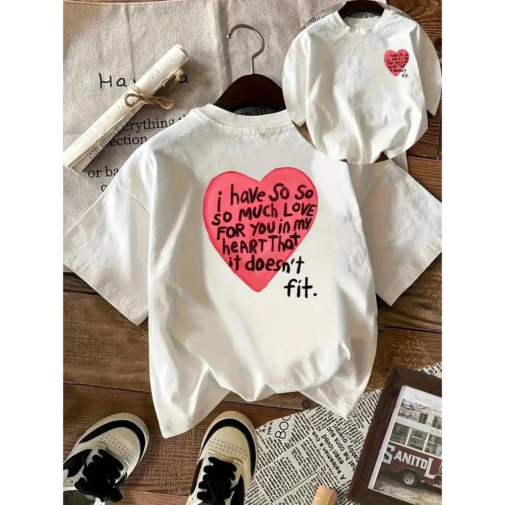 Unisex Playful Rounisextic Heart Print Tshirt Featuring I Have Endless Love For You Red Heart Cutout Soft Crew Neck Short Sleeves